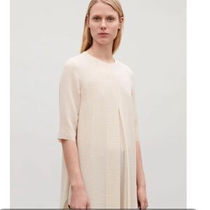 COS Cream layered sheer crew neck 3/4 sleeve top size 12.